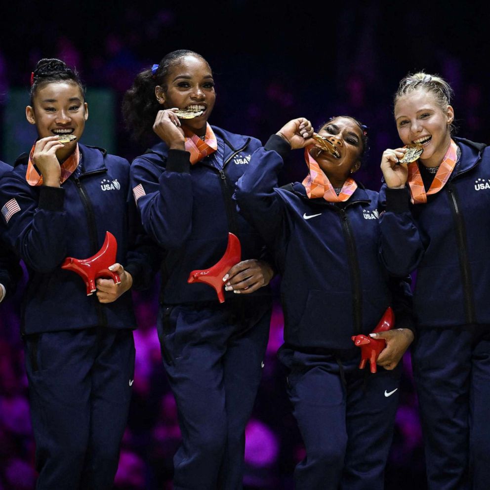 US women's gymnastics clinches gold at world championships ABC News