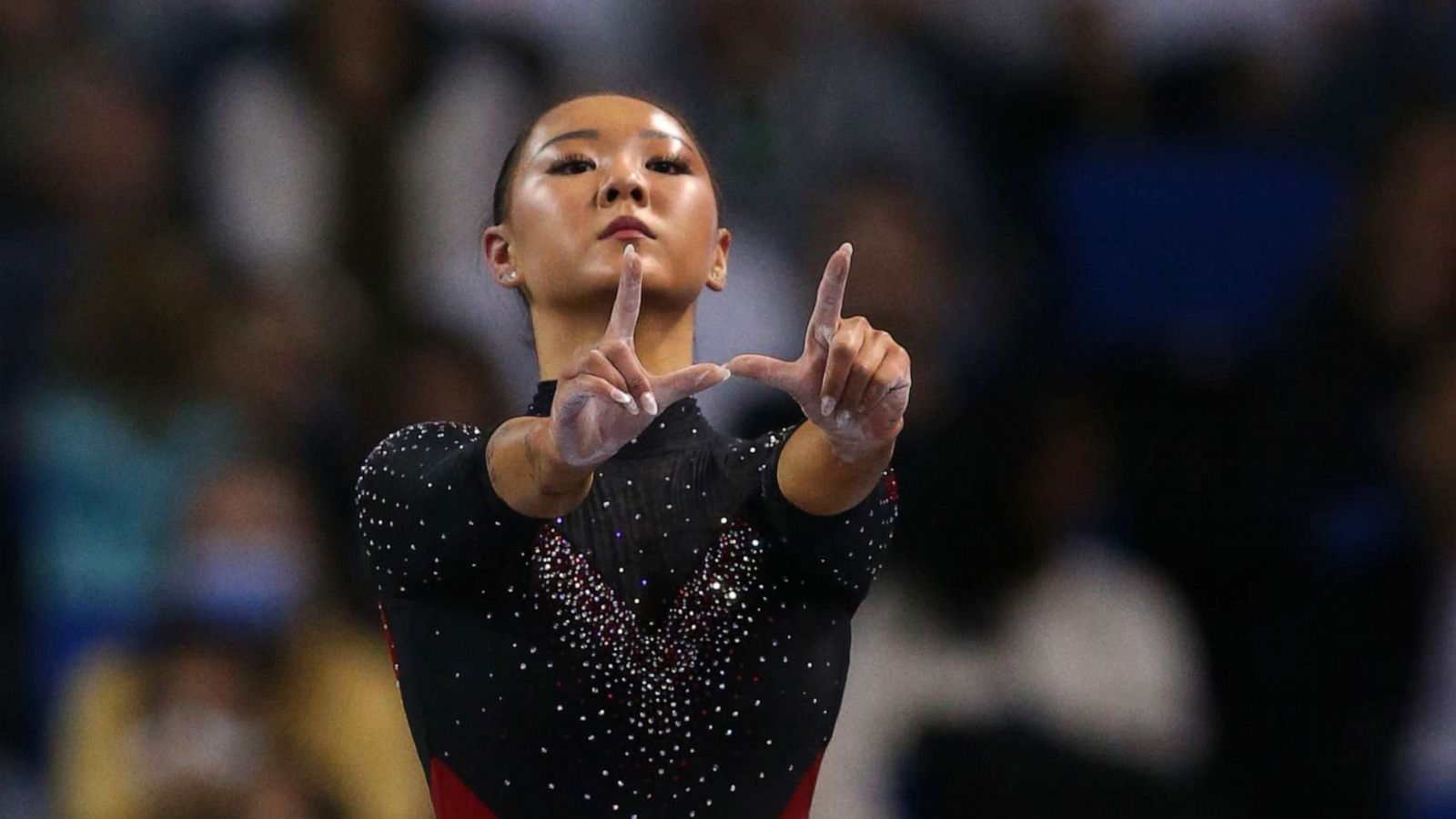 PHOTO: Kara Eaker of the Utah Utes competes on balance beam during the NCAA Los Angeles Gymnastics Regional Final at UCLA Pauley Pavilion on April 1, 2023 in Los Angeles.