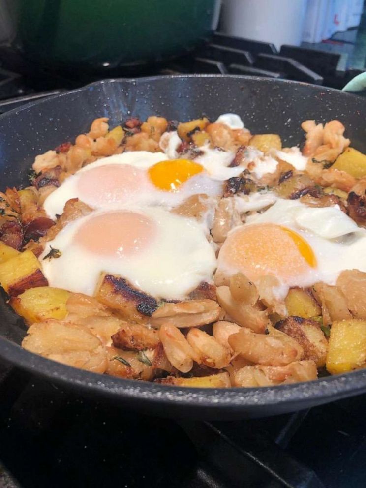 PHOTO: A one-skillet potato and white bean hash with eggs from chef Geoffrey Zakarian.
