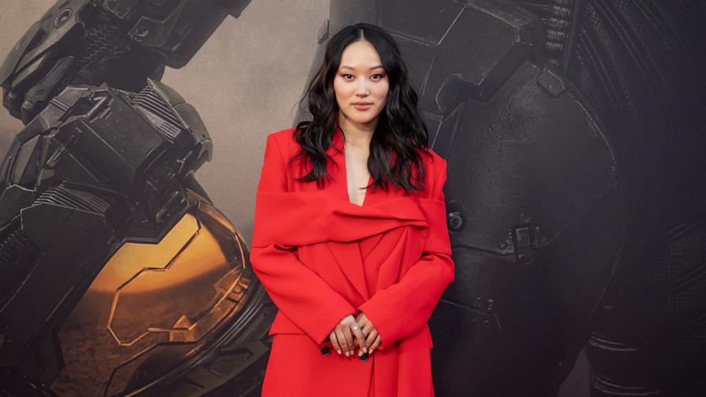 PHOTO: Yerin Ha attends the Paramount+ new series 'HALO' season 1 Los Angeles premiere at Hollywood Legion Theater, March 23, 2022, in Los Angeles.