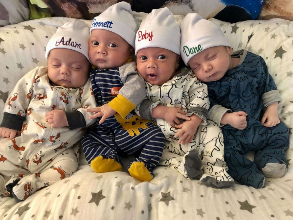 Life-changing' surprise of quadruplets nearly doubles family in size - ABC News