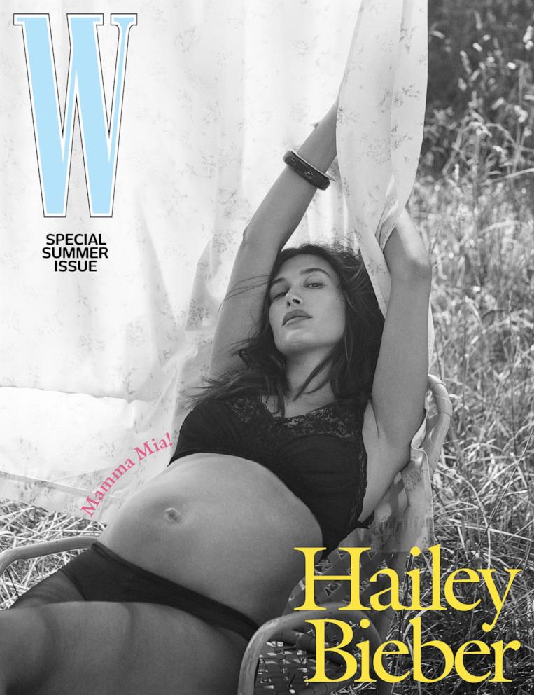 PHOTO: Hailey Bieber debuts her baby bump in W Magazine’s Special Edition Summer Issue, on stands July 30, 2024.