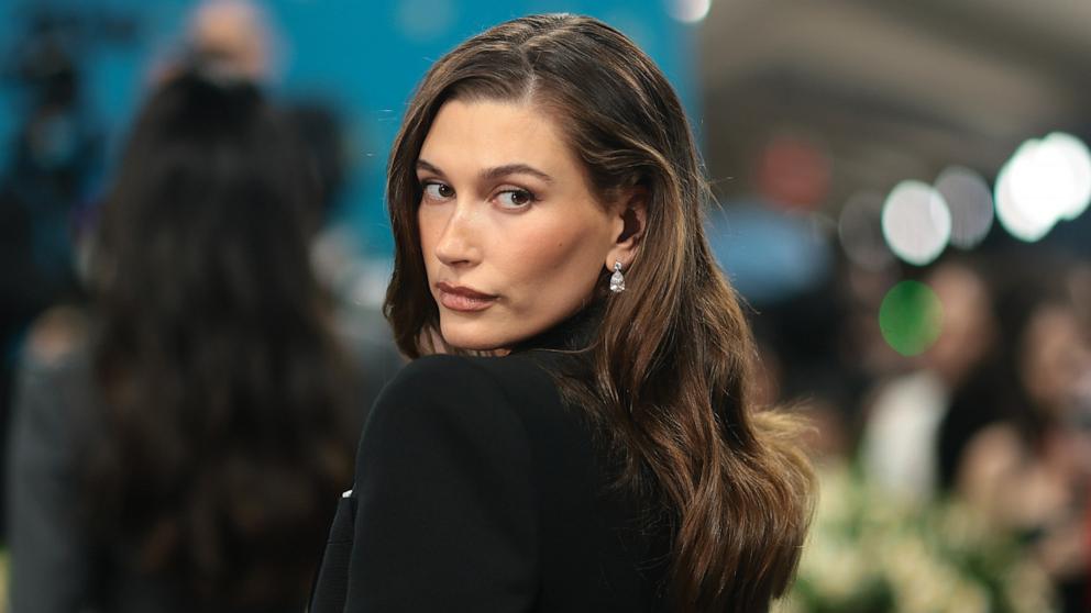 PHOTO: Hailey Bieber attends the 2025 Met Gala Celebrating "Superfine: Tailoring Black Style" at Metropolitan Museum of Art, on May 5, 2025, in New York.