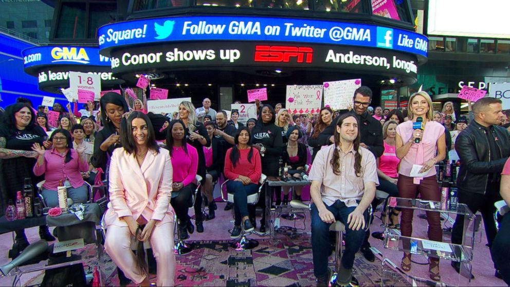 In show of solidarity, women donate their hair to breast cancer survivors  live on 'GMA' - Good Morning America