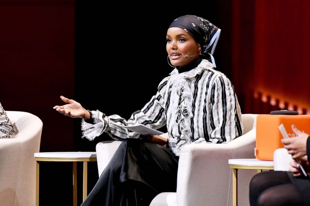 PHOTO: Halima Aden speaks onstage during the Repeat After Me: Embrace Your Ambition panel at the 2019 Glamour Women Of The Year Summit in New York, Nov. 10, 2019.