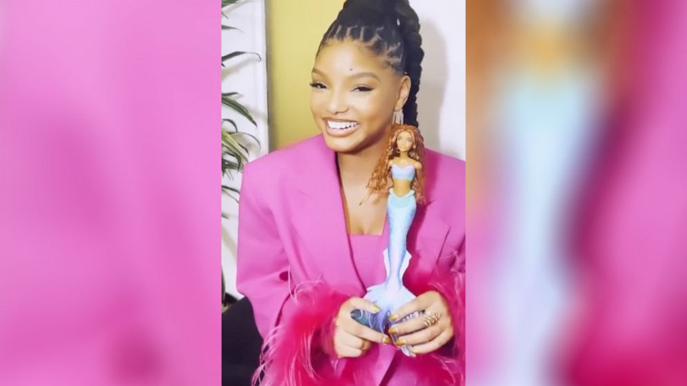 PHOTO: Actress and singer Halle Bailey shows off new “Little Mermaid” doll in an Instagram video she shared on Monday.