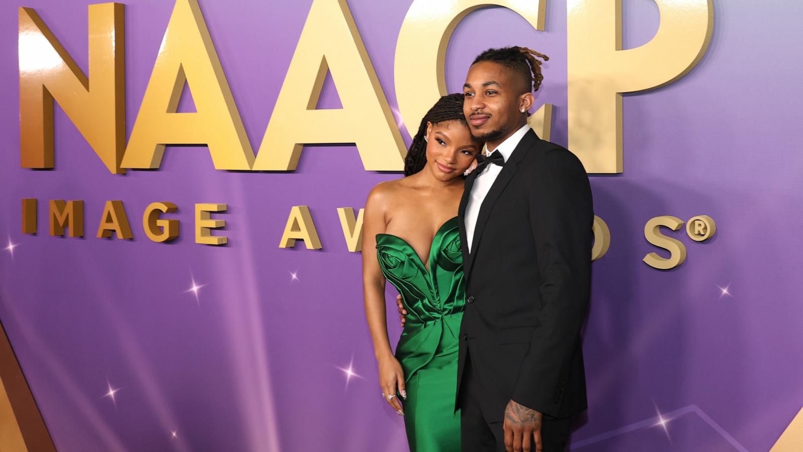 PHOTO: In this March 16, 2024, file photo, Halle Bailey and DDG attend the 55th NAACP Image Awards at Shrine Auditorium and Expo Hall in Los Angeles.