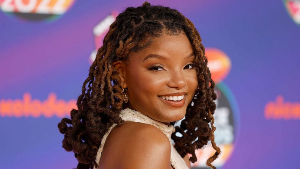 PHOTO: Halle Bailey attends the 2022 Nickelodeon Kid's Choice Awards at Barker Hangar on April 9, 2022 in Santa Monica, Calif.