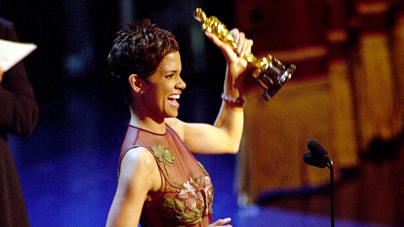 PHOTO: Halle Berry accepts the award for best actress for her performance in "Monster's Ball" at the 74th annual Academy Awards, March 24, 2002, in Hollywood, Calif.