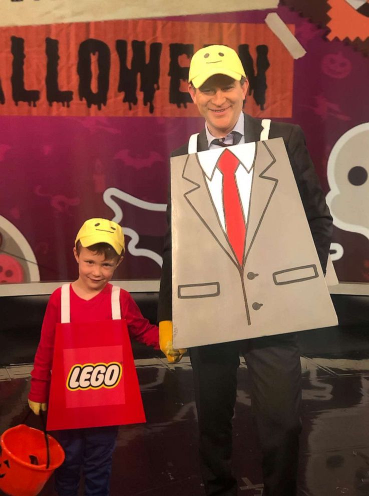 PHOTO: Dan Harris and his son sport the "Lego Man" costume for Halloween.