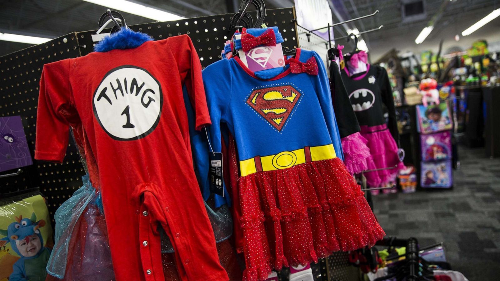 PHOTO: Children's costumes on display at the Spirit Halloween store in Rockville, Md., Oct. 29, 2015, ahead of the Halloween.