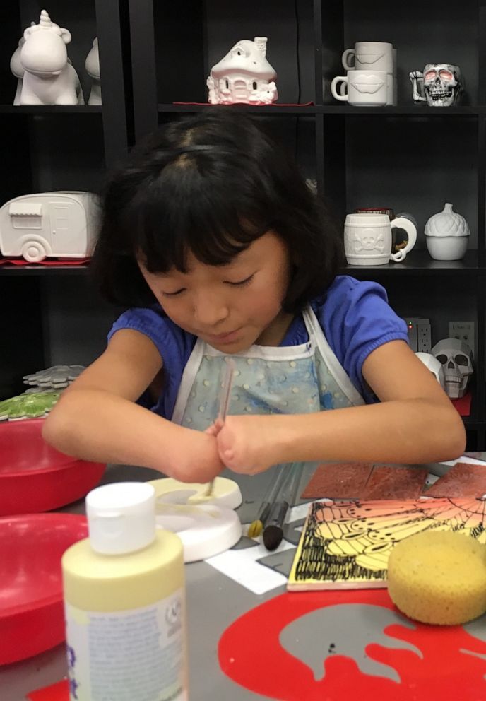 PHOTO: Sara Hinesley, 10, completes an art project.