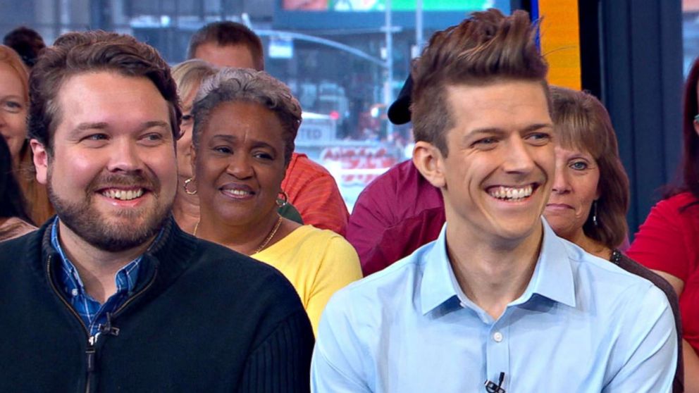 PHOTO: Pieter Hanson and Jon Hanson appear on "GMA" to discuss their viral Twitter response to their mom's tweet about #HimToo.