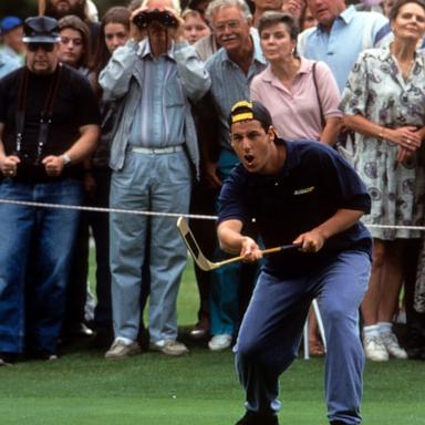 PHOTO: Adam Sandler plays golf in a scene from the film "Happy Gilmore," 1996. 