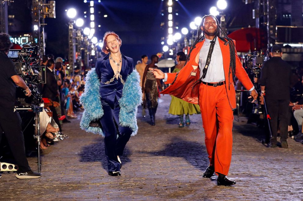 PHOTO: Hari Nef and Jeremy O. Harris walk the runway for VOGUE World: New York on Sept. 12, 2022, in New York.