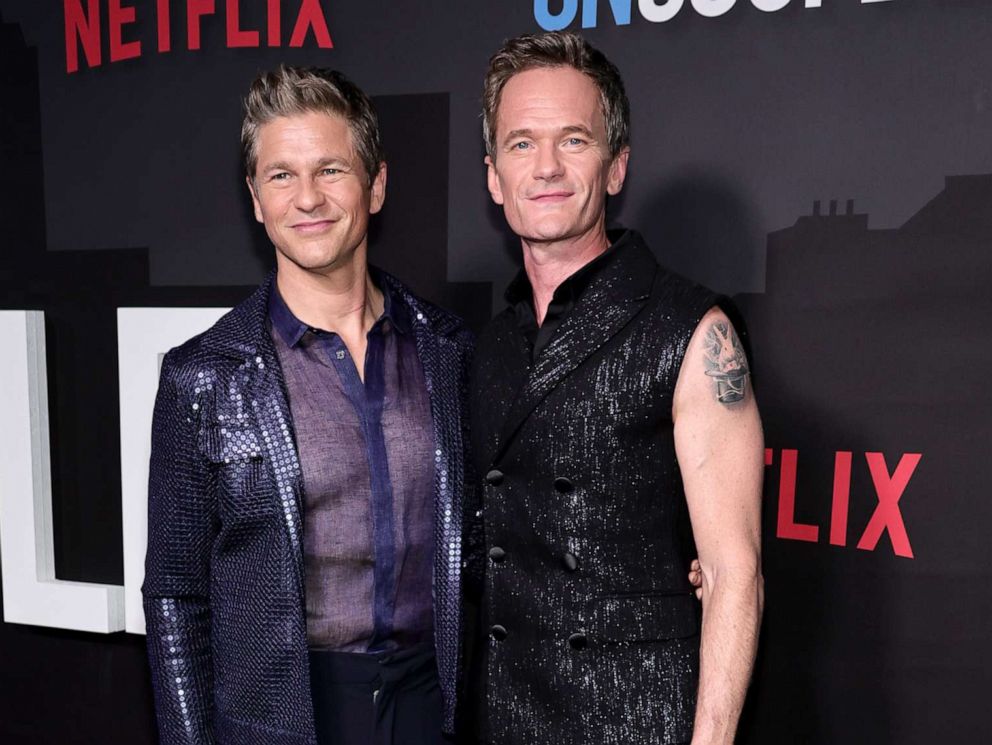 PHOTO: David Burtka, left, and Neil Patrick Harris attend Netflix's "Uncoupled" Season 1 New York Premiere at Paris Theater on July 26, 2022 in New York City.
