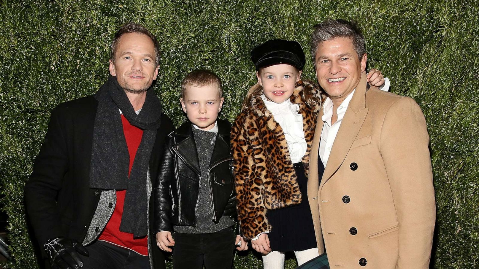 PHOTO: Left to right, Neil Patrick Harris, Gideon Scott Burtka-Harris, Harper Grace Burtka-Harris, and actor David Burtka attend the 2017 Saks Fifth Avenue Holiday Window Unveiling And Light Show at Saks Fifth Avenue on Nov. 20, 2017, in New York City.