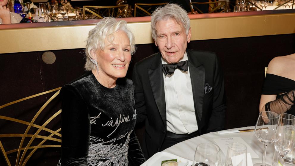 PHOTO: Glenn Close and Harrison Ford attend the 82nd Annual Golden Globe Awards, Jan. 5, 2025, in Beverly Hills, Calif.