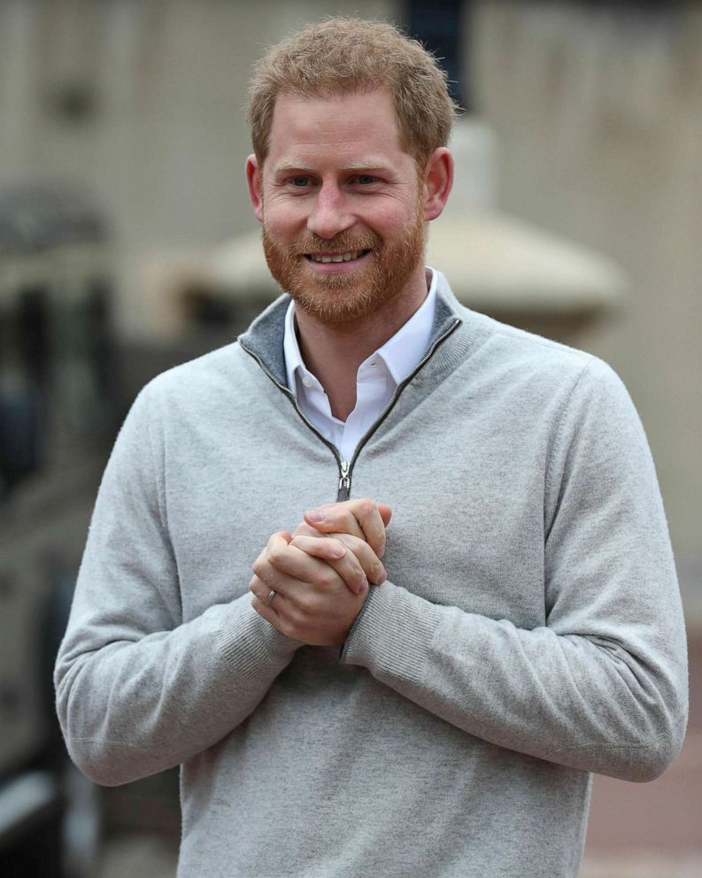 PHOTO: Prince Harry speaks at Windsor Castle in England, May 6, 2019, after his wife Meghan, the Duchess of Sussex gave birth to a baby boy. 