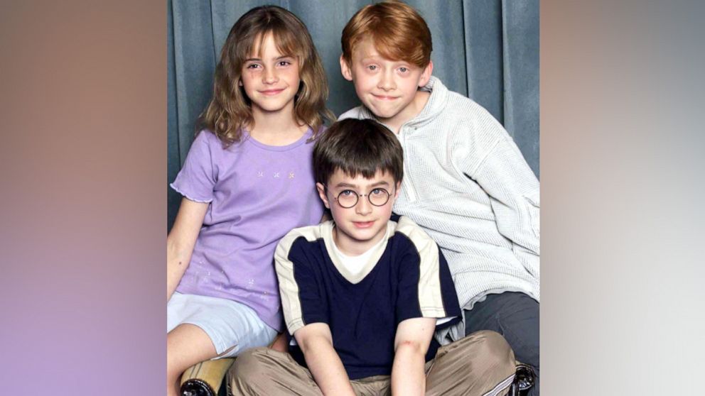 PHOTO: Emma Watson, Rupert Grint and Daniel Radcliffe attend a photocall to present the new cast of the Harry Potter Films, in London, Aug. 23, 2000.