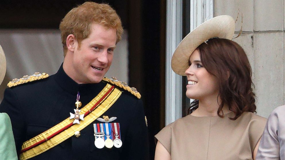 PHOTO: Prince Harry and Princess Eugenie stand on the balcony of Buckingham Palace during Trooping the Colour, June 13, 2015, in London.