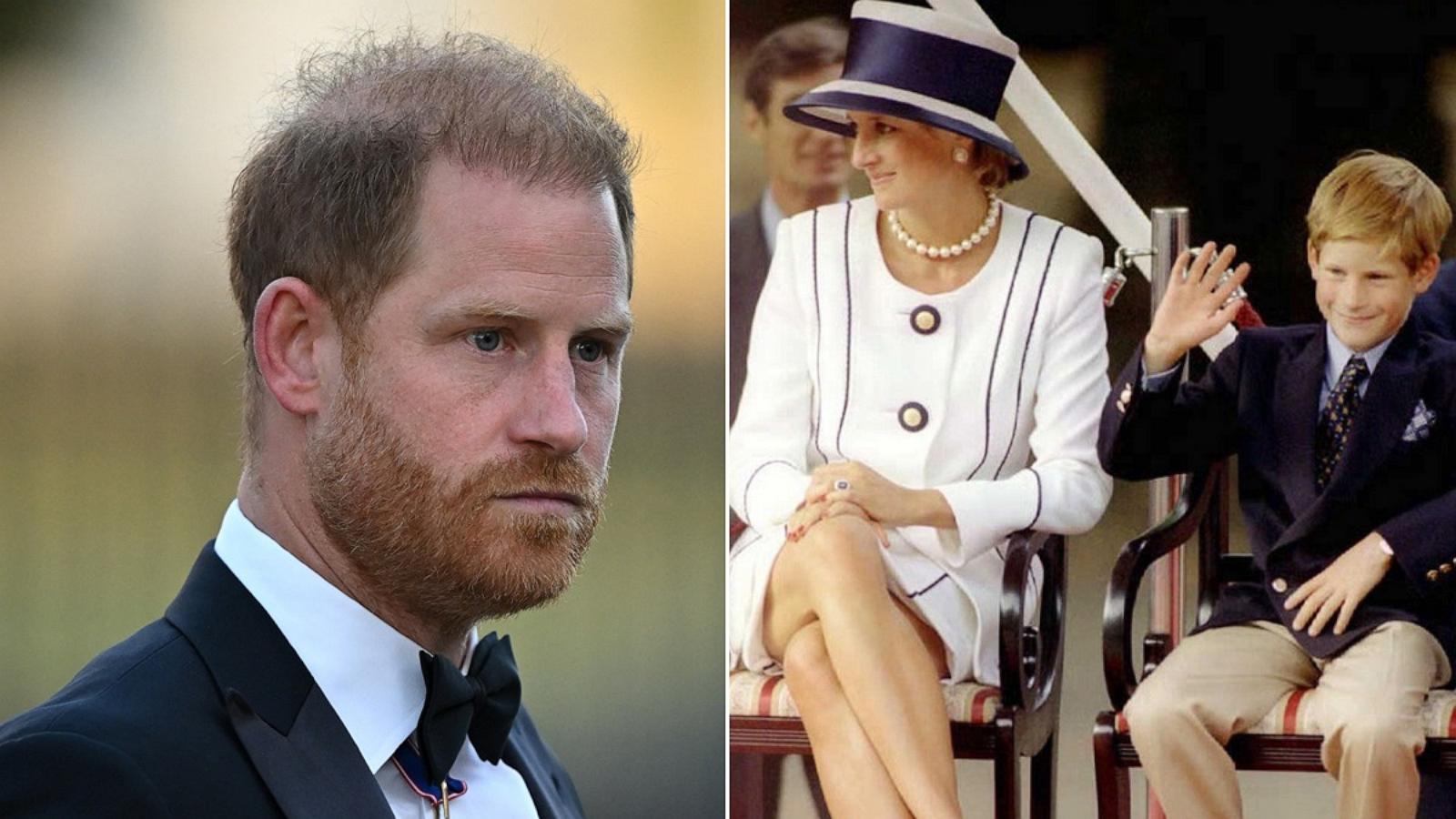 PHOTO: Prince Harry, Duke of Sussex, arrives to attend the inaugural Invictus Spirit Awards in London, Sept. 17, 2026. Princess Diana and her son Harry watch veterans as they marchon the Mall as part of the commemorations of VJ Day, Aug. 19, 1995.