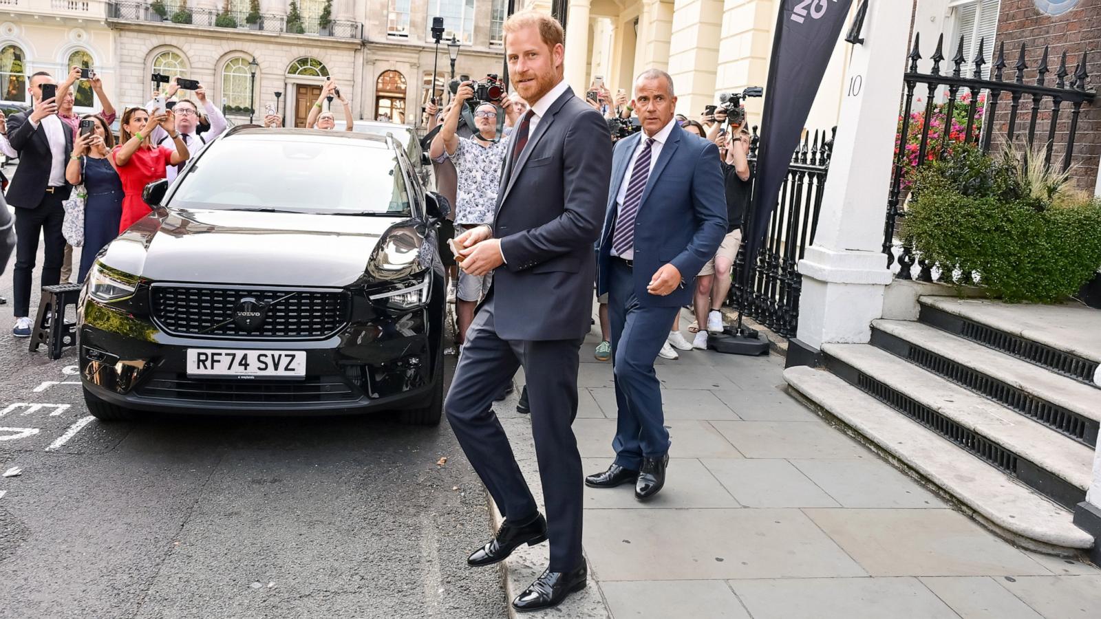 PHOTO: Prince Harry, Duke of Sussex departs from The Invictus Games Foundation Conversation: From Policy to Practice at Chatham House on July 7, 2026, in London.