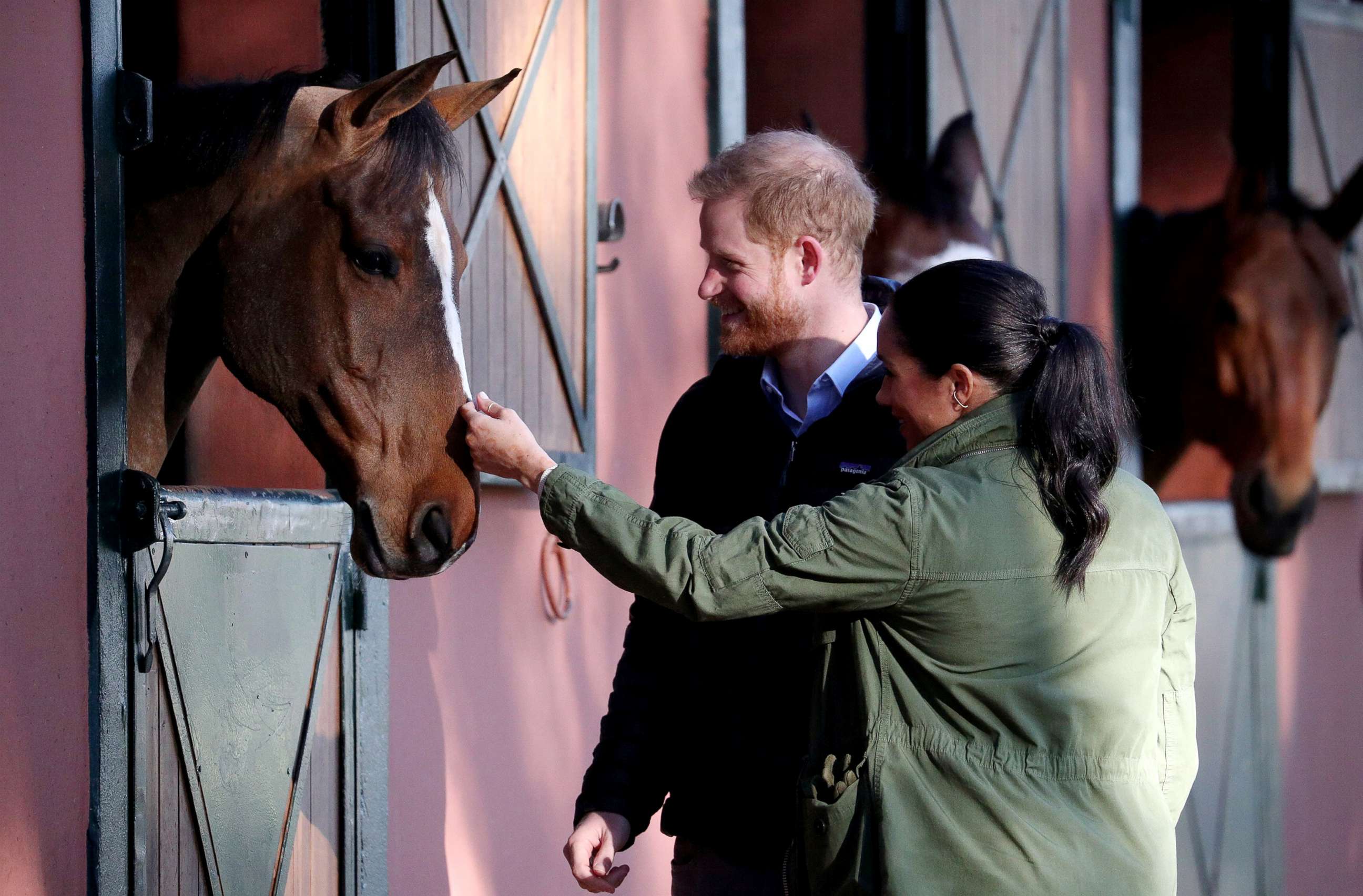 PHOTO: Prince Harry, Duke of Sussex and Meghan, Duchess of Sussex visit the Moroccan Royal Federation of Equitation Sports, Feb. 25, 2019, in Rabat, Morocco.