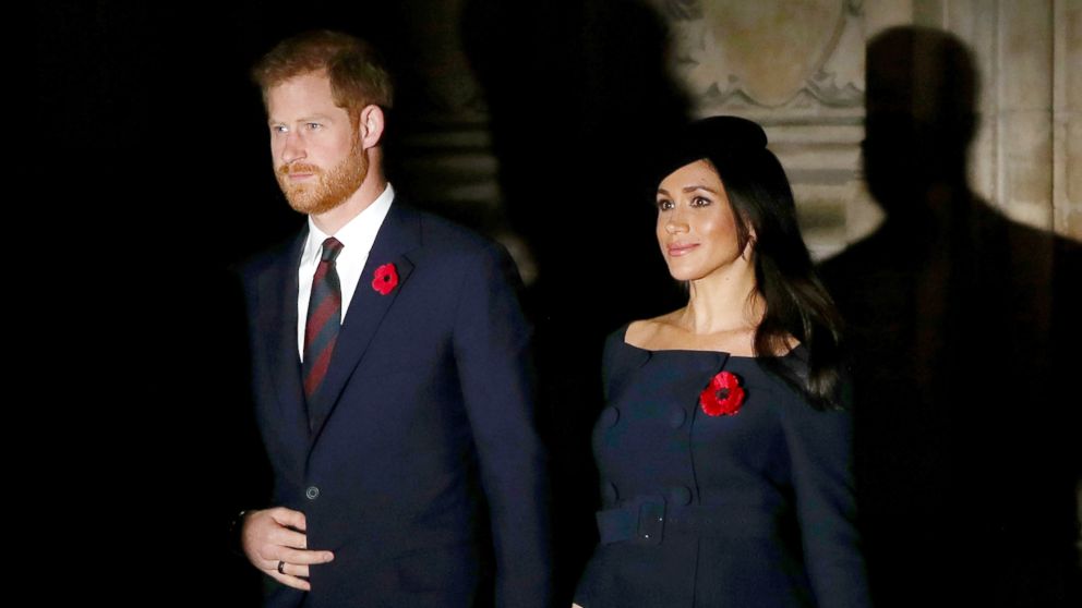 PHOTO: The Duke and Duchess of Sussex leave Westminster Abbey in London following a National Service to mark the centenary of the Armistice, Nov. 11, 2018, in London.