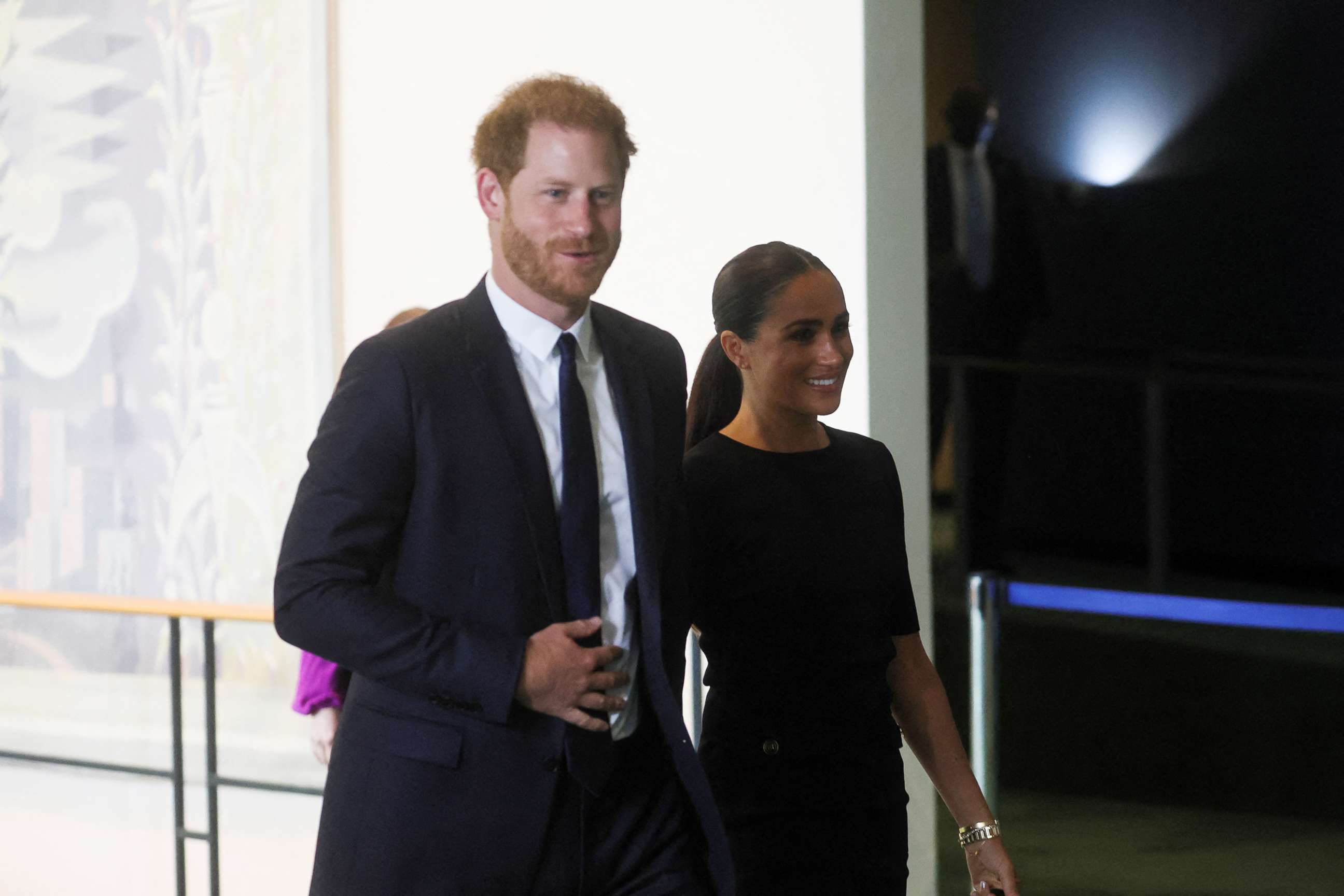 PHOTO: Britain's Prince Harry and his wife Meghan, Duchess of Sussex arrive to celebrate Nelson Mandela International Day at the United Nations Headquarters in New York,  July 18, 2022.