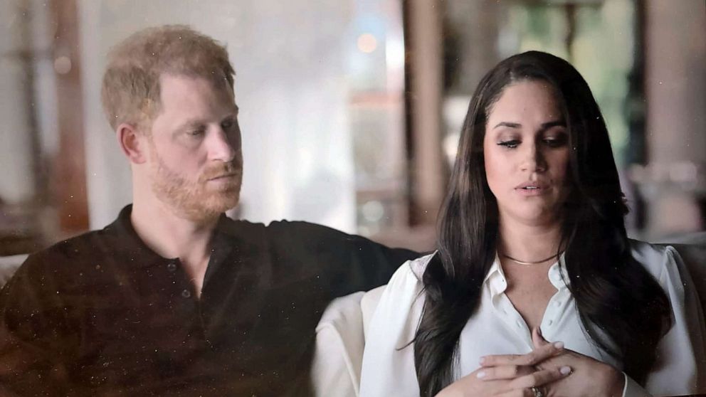 PHOTO: A screenshot of the Netflix documentary "Harry & Megan" shows Prince Harry, Duke of Sussex, Meghan, Duchess of Sussex.
