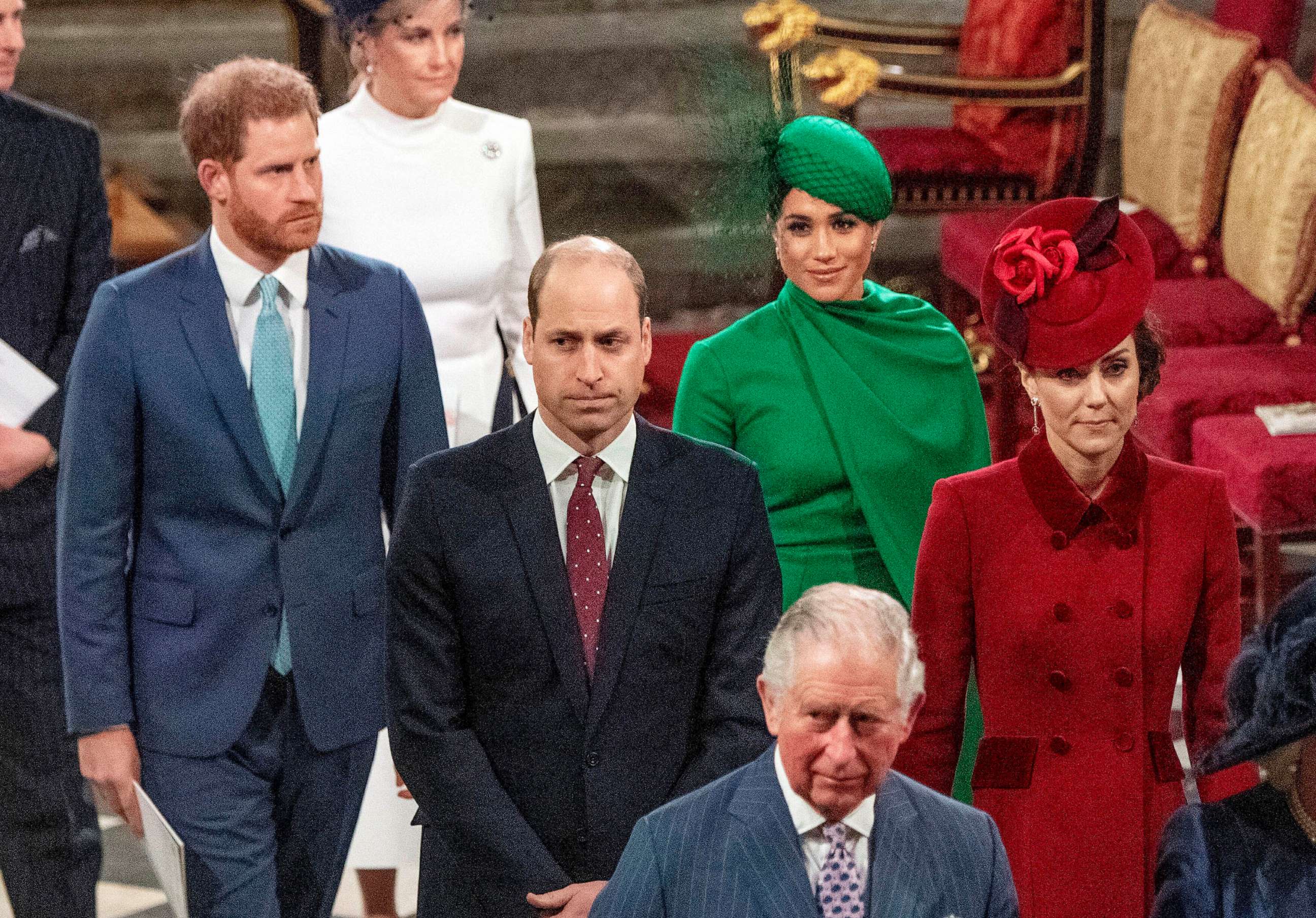 PHOTO: FILE - Britain's Prince Harry, Prince William, Meghan Duchess of Sussex and Kate, Duchess of Cambridge leave the annual Commonwealth Service at Westminster Abbey in London.