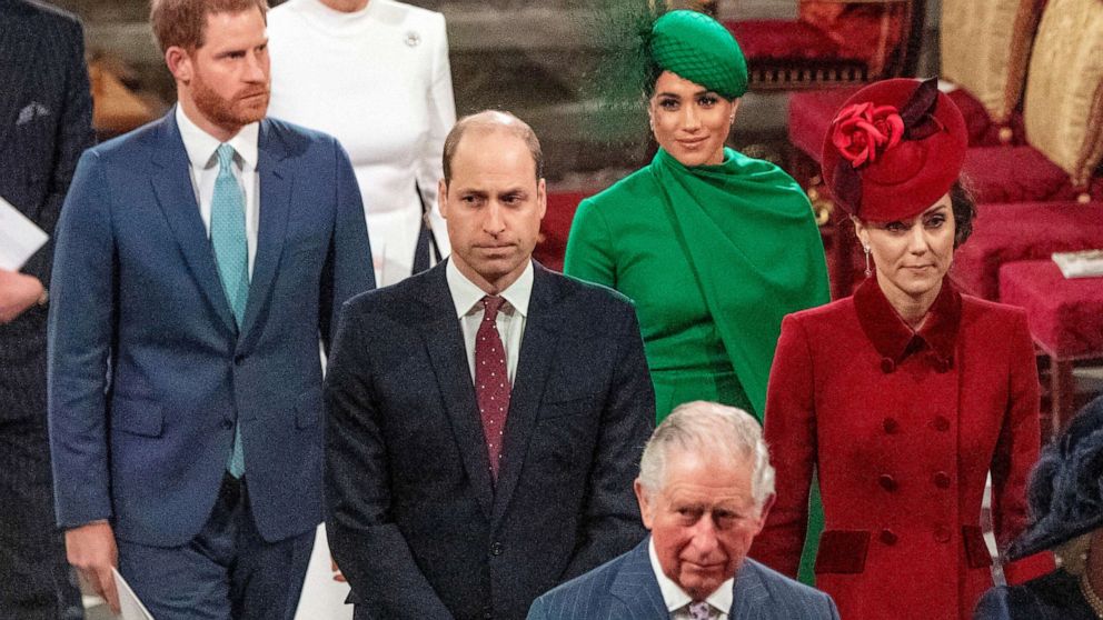 PHOTO: FILE - Britain's Prince Harry, Prince William, Meghan Duchess of Sussex and Kate, Duchess of Cambridge leave the annual Commonwealth Service at Westminster Abbey in London.