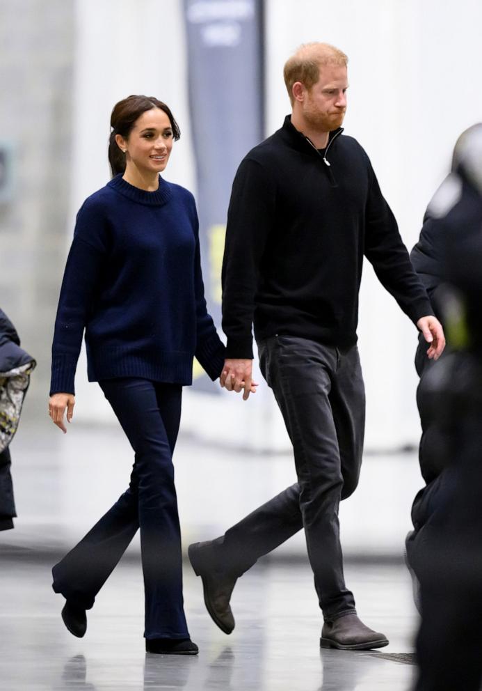 PHOTO: In this Feb. 9, 2025, file photo, Meghan, Duchess of Sussex and Prince Harry, Duke of Sussex attend the wheelchair basketball during day one of the 2025 Invictus Games at the Vancouver Convention Centre in Vancouver, British Columbia. 