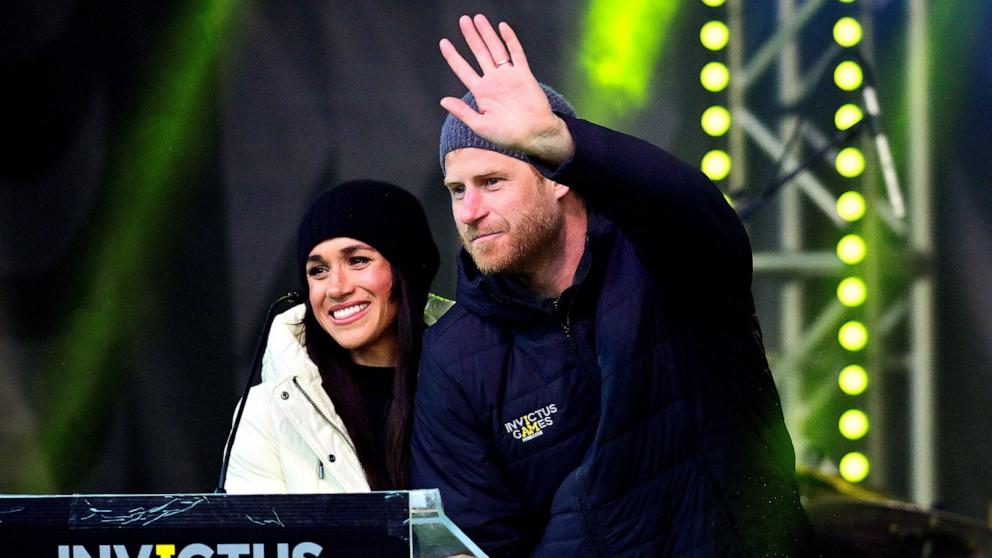 PHOTO: Britain's Prince Harry and Meghan, Duchess of Sussex attend the Whistler Welcome Celebration during the Invictus Games, Feb. 10, 2025, in Whistler, British Columbia, Canada.