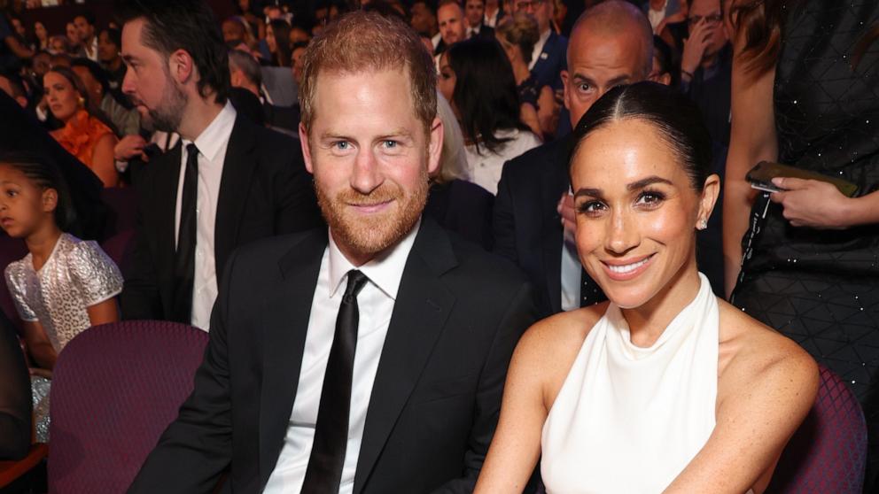 PHOTO: (L-R) Prince Harry, Duke of Sussex and Meghan, Duchess of Sussex attend the 2024 ESPY Awards at Dolby Theatre on July 11, 2024 in Hollywood, Calif.