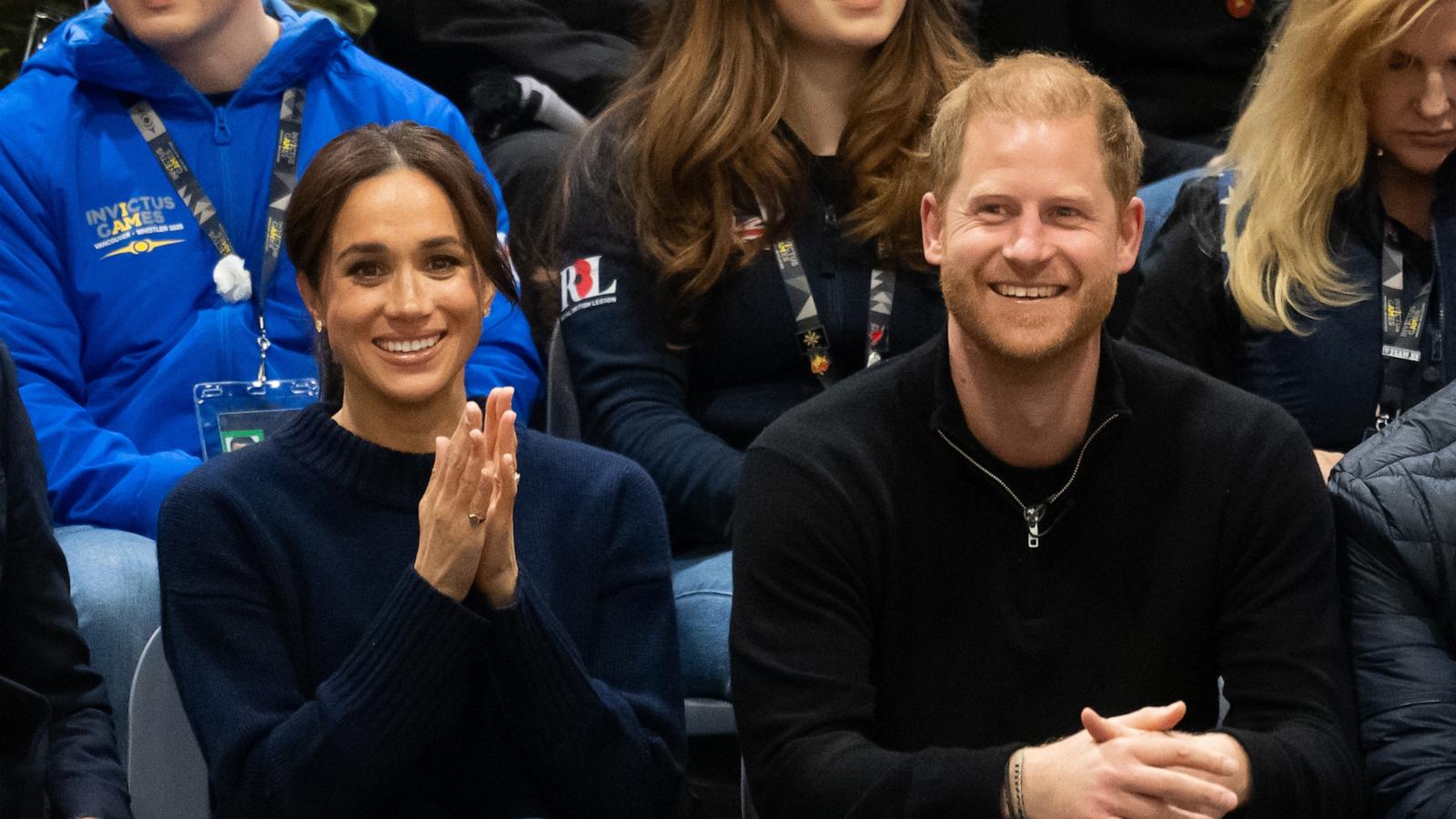 In this Feb. 9, 2025, file photo, Prince Harry, Duke of Sussex and Meghan, Duchess of Sussex attend the 2025 Invictus Games in Vancouver, British Columbia.