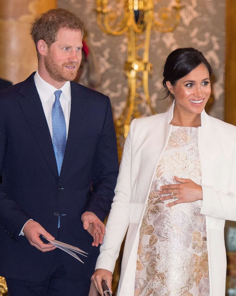 PHOTO: Prince Harry, Duke of Sussex and Meghan, Duchess of Sussex, attend a reception to mark the fiftieth anniversary of the investiture of the Prince of Wales at Buckingham Palace, March 5, 2019 in London.