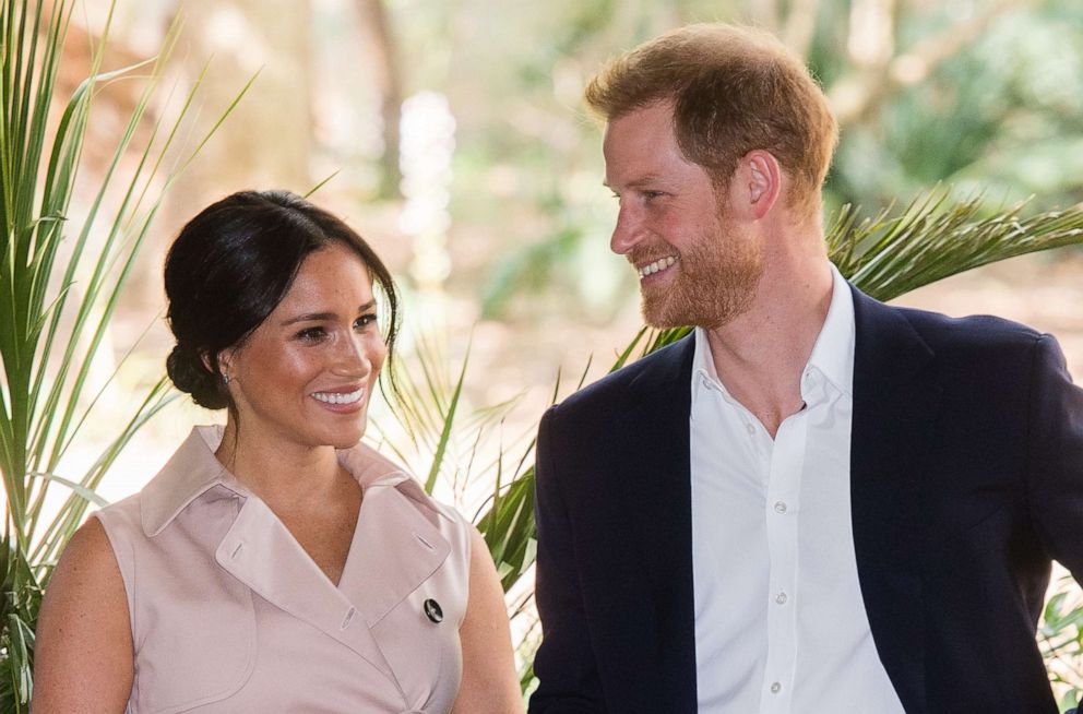 PHOTO: Prince Harry, Duke of Sussex and Meghan, Duchess of Sussex visit the British High Commissioner's residence in Johannesburg, South Africa, Oct. 2, 2019.
