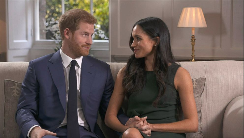 PHOTO: Britain's Prince Harry and his fiancee, U.S. actress Meghan Markle give their first interview following their engagement, Nov. 27, 2017. 