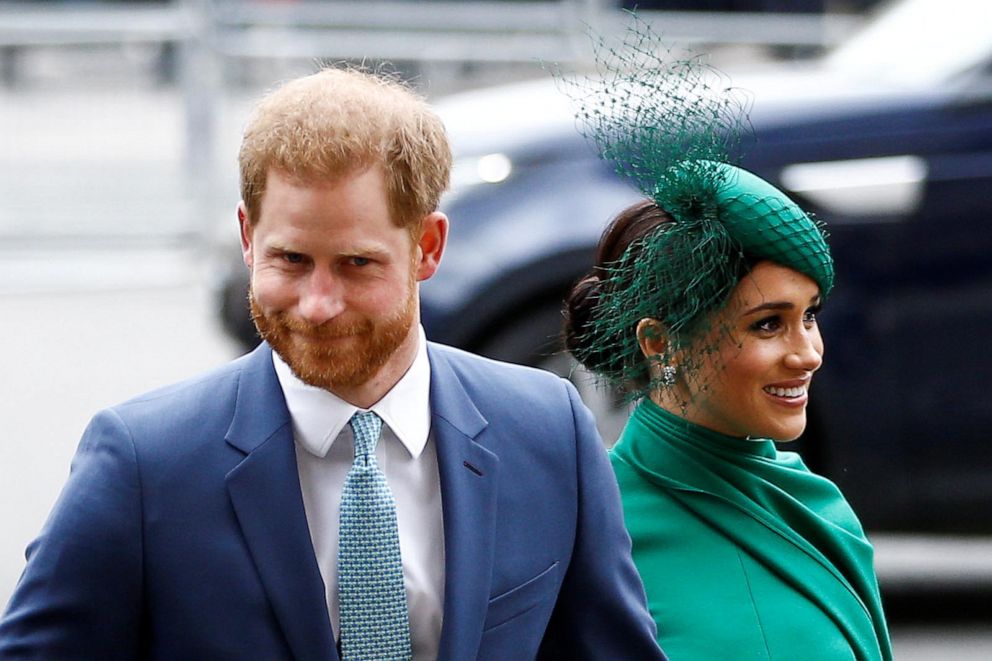PHOTO: In this March 9, 2020, file photo, Prince Harry and Meghan, Duchess of Sussex, arrive for the annual Commonwealth Service at Westminster Abbey in London.