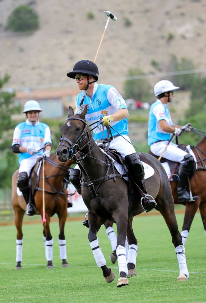 PHOTO: Prince Harry plays in a polo match during the Sentebale ISPS Handa Polo Cup 2022, Aug. 25, 2022 in Aspen, Colo. 