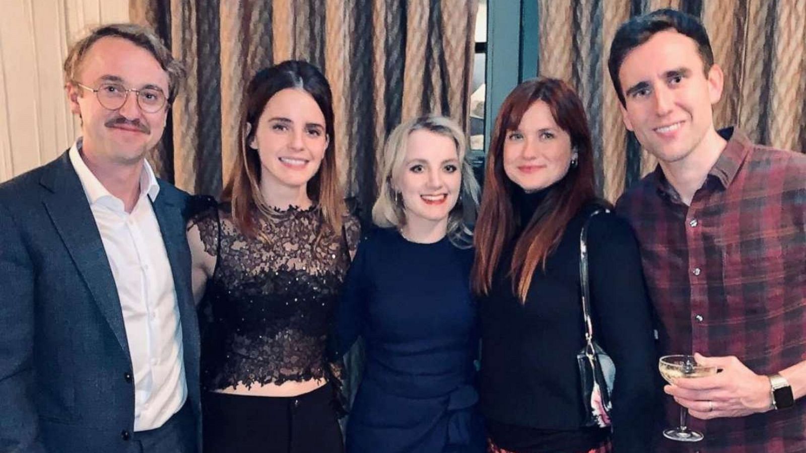 PHOTO: In this photo posted to Tom Felton's Instagram page, Felton is shown with his fellow Harry Potter cast members, Emma Watson, Evanna Lynch, Bonnie Wright and Matt Lewis.