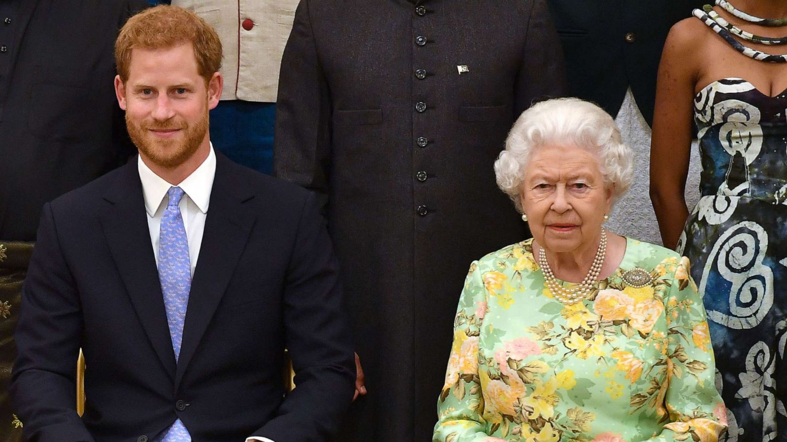 PHOTO: Prince Harry, Duke of Sussex and Queen Elizabeth II at the Queen's Young Leaders Awards Ceremony at Buckingham Palace on June 26, 2018 in London.