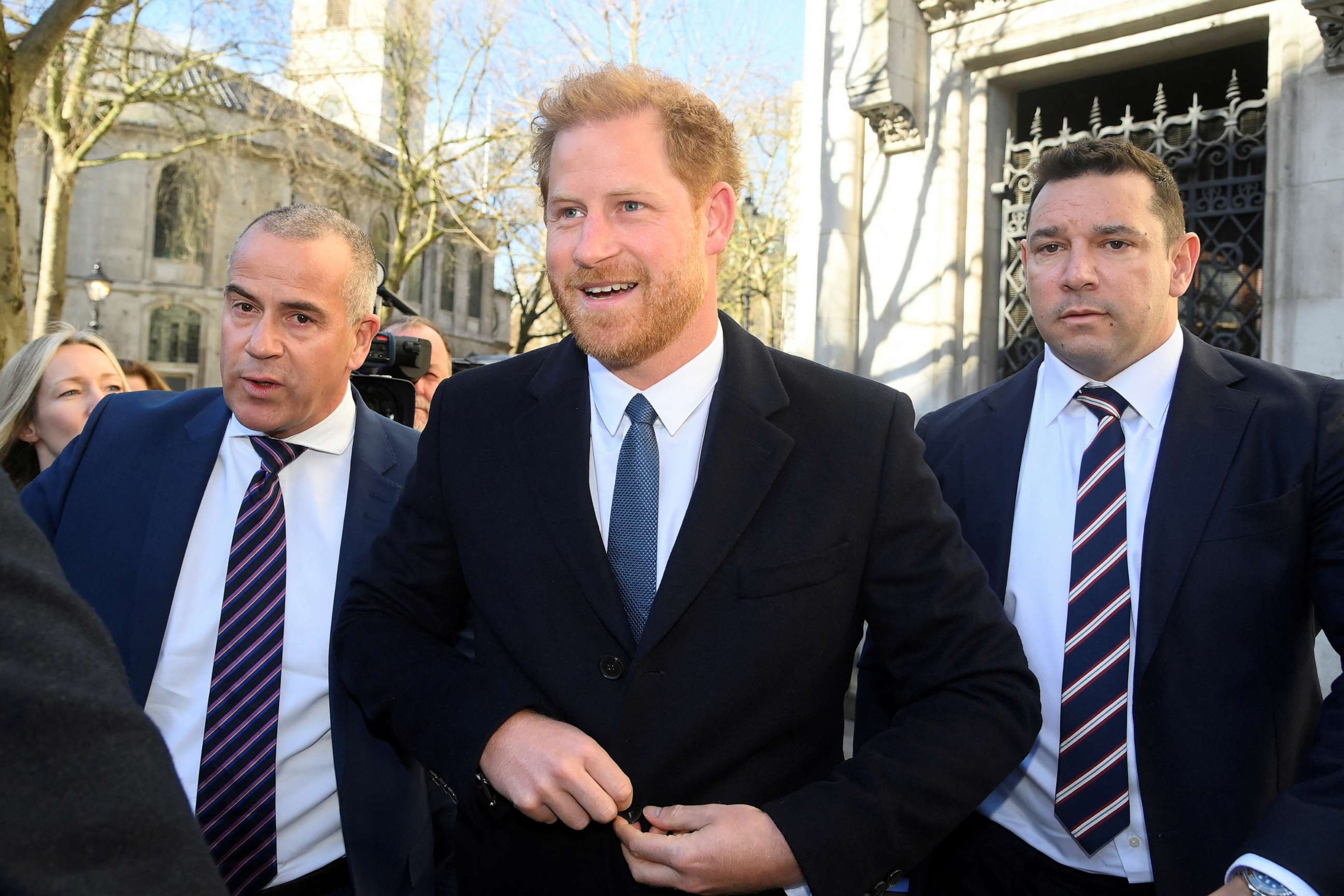 PHOTO: Britain's Prince Harry, Duke of Sussex, arrives at the High Court in London, March 27, 2023.