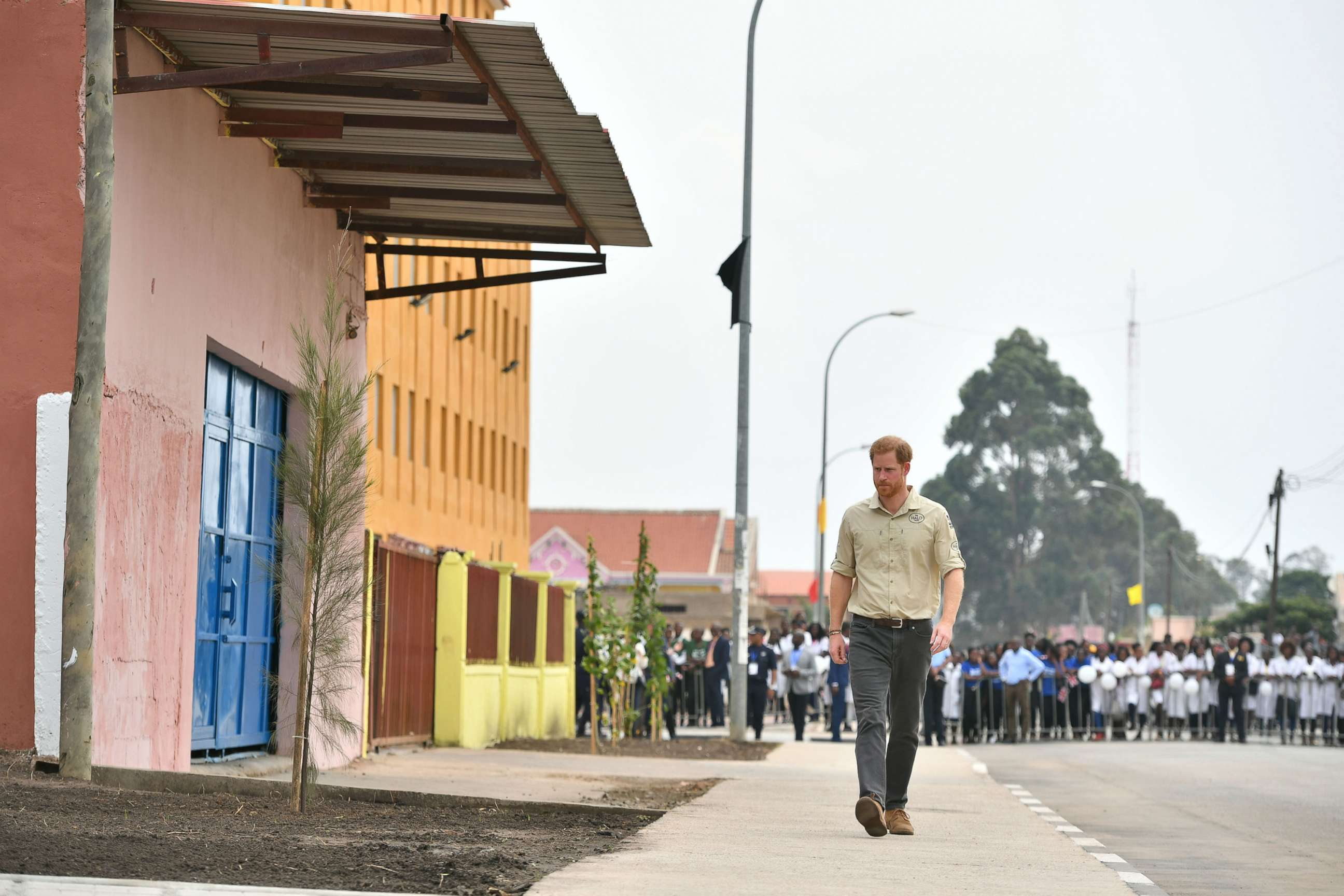 PHOTO: Prince Harry, Duke of Sussex on his way to visit The Diana Tree in Huambo, Angola, which marks the spot where the Princess of Wales was photographed in 1997, on day five of the royal tour of Africa on Sept. 27, 2019 in Dirico, Angola.