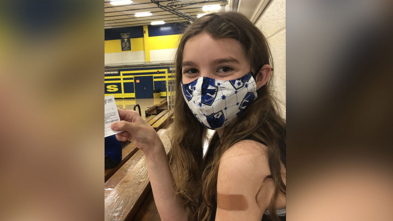 PHOTO: Lila Hartley, 12, from Jacksonville, Florida, is pictured after receiving her first dose of the Pfizer vaccine.