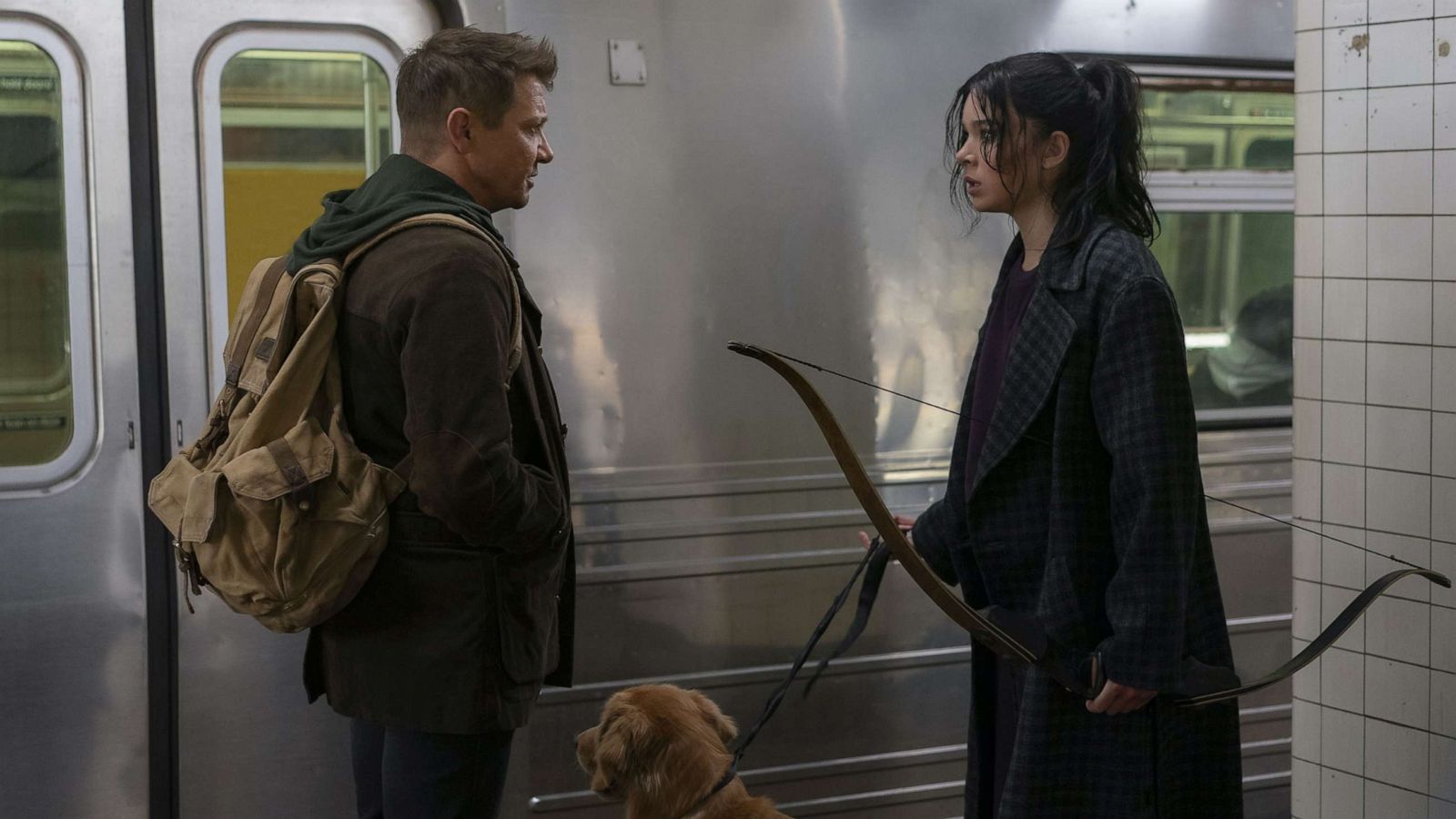 PHOTO: Marvel Studios’ “Hawkeye” stars Jeremy Renner as Hawkeye, who teams up with another well-known archer from the Marvel comics, Kate Bishop, played by Hailee Steinfeld, 2021.