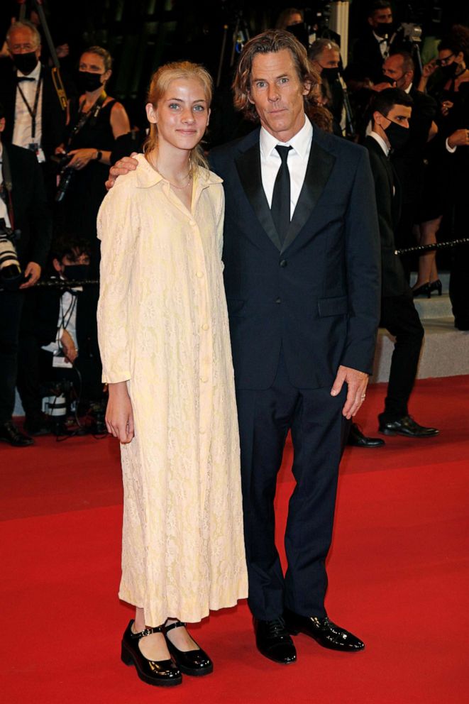 PHOTO: Danny Moder and daughter Hazel Moder arrive for the premiere of "Flag Day" at the 74th Cannes Film Festival held at the Palais des Festivals in Cannes, France, July 10, 2021.