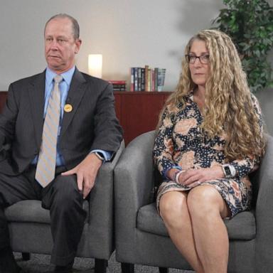 PHOTO: Stephen Gruver, left, and Evelyn and Jim Piazza speak with ABC News' Janai Norman in an interview that aired Sept. 25, 2017, on "Good Morning America."